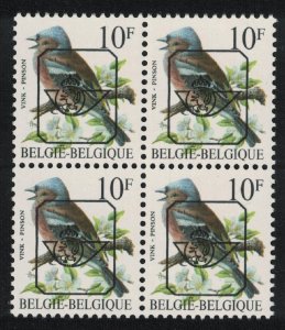 Belgium Chaffinch Bird Buzin 'Pinson' 10f Precancel Block of 4 1990 MNH