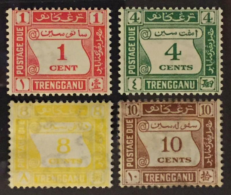 Malaya 1937 Trengganu Postage Due 4V set  MLH NG SG#D1-D4 M2206