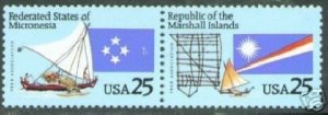 2506 - 2507 Micronesia & Marshall Islands MNH attached pair