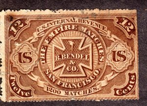 Match Stamp  Scott # RO25b  B. Bendel & co.  Lot 190135