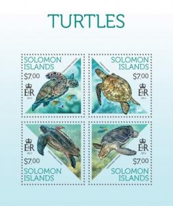 SOLOMON ISLANDS 2013 SHEET TURTLES REPTILES MARINE LIFE slm13707a