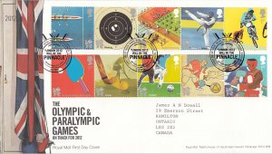 Great Britain 2010 FDC Sc #2819a, #2824a Sports of 2012 Olympics, Paralympics