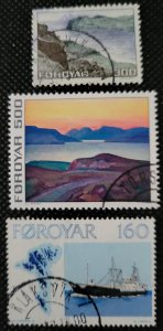 Faroe Island, 1975-77, Town Views, #17,20,+Fishing boat,#26,used,SCV$3.25