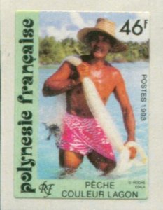 French Polynesia 1993 Sc#610,SG670 46f Cast-net Fisherman self adhesive MNH