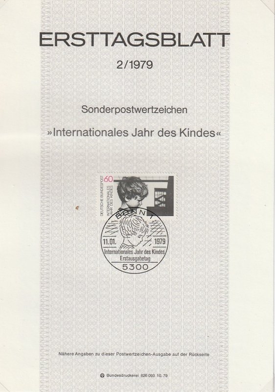 1979 Germany - FD Card (ETB) Sc 1286 - Year of the Child