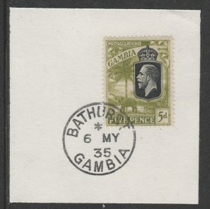 GAMBIA 1922 KG5 ELEPHANT & PALM  5d  on piece with MADAME JOSEPH  POSTMARK