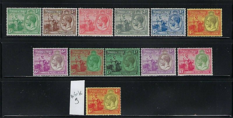 TRINIDAD & TOBAGO SCOTT #21-32 1922-28 BRITANNIA (MISSING 1SH WMK3)- MINT LH