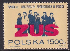 Poland 1990 Sc 2972 Social Insurance Institution 70th Anniversary Stamp MNH