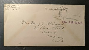 1940 USS Fanning Navy Airmail Cover to Maine Ship Cancel