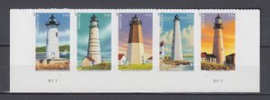 (A) USA #4795b New England Lighthouses Strip of 5 Forever Stamps MNH