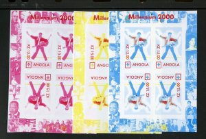 ANGOLA MILENNIUM 2000 ELVIS PRESLEY SHEET OF FOUR PROGRESSIVE COLORS  MINT NH