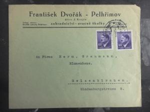 1942 Bohemia Moravia Multi Frank Commercial Cover Czechoslovakia