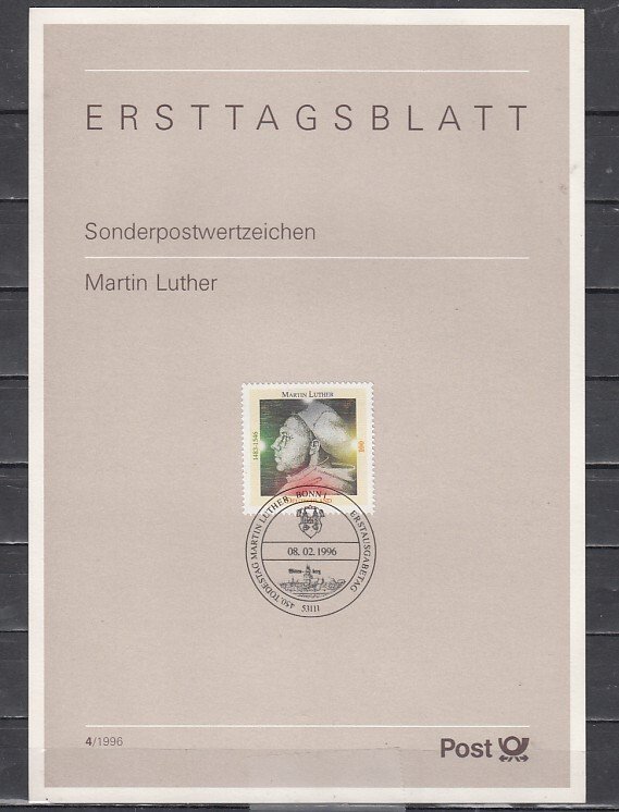 Germany. Scott cat. 1917. Martin Luther, Postal Bulletin w/stamp.^