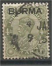 BURMA, 1937, used 4a, Overprinted, Scott 9