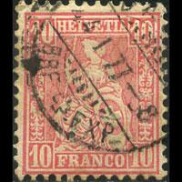 SWITZERLAND 1881 - Scott# 62 Helvetia 10c Used