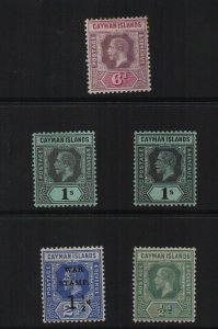 Cayman Islands 1913/17 SG47, 48, 48b, 53 & 71 mounted mint