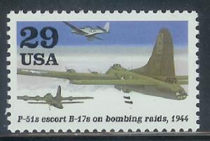 2838b WWII P-51s and B-17s F-VF MNH single stamp