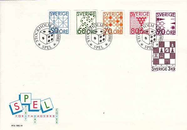 Sweden 1985 FDC Sc #1434-#1438, #1443 Games