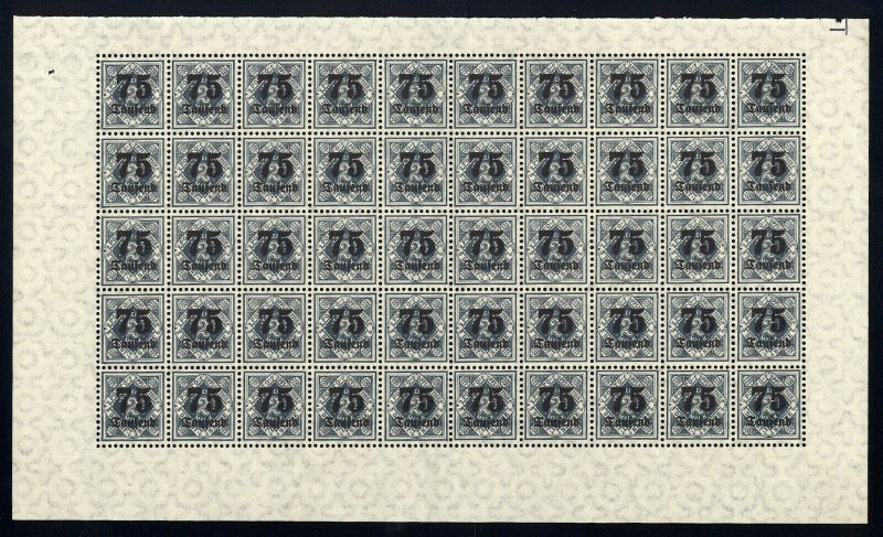 w24 Wurttemberg Scott #O81 75th pf on 2m Mint OG NH full pane of 50 Scarce