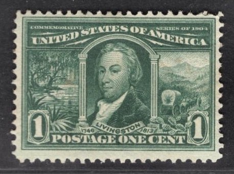 US Stamp #323 1c Green Livingston MINT Hinged SCV $22.50