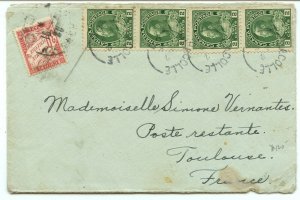 Postage due to FRANCE 30 centimes Admiral 4x2c 1928  cover Canada