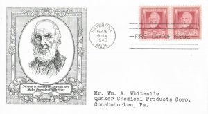 1940 FDC, #865, 2c John Greenleaf Whittier, Historic Art?