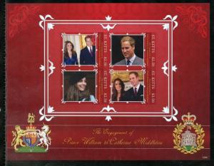 ST. KITTS  ENGAGEMENT OF PRINCE WILLIAM & KATE MIDDLETON  IMPERF SHEET II  NH