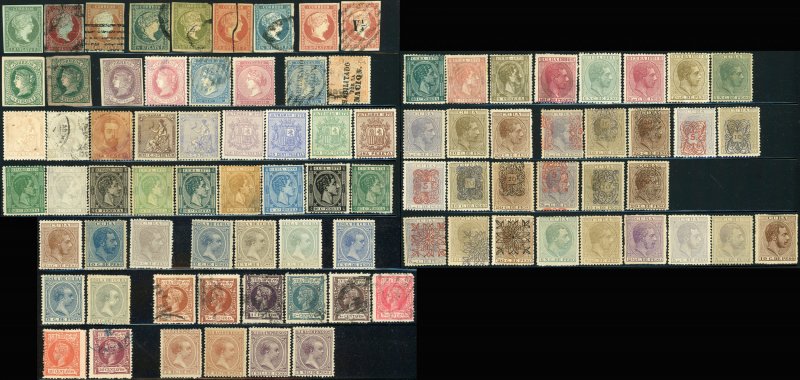 Early CUBA Postage Stamp Collection Spanish Dominion 1855-1888 Used Mint LH