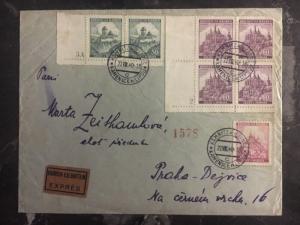 1940 Bohemia Moravia Multi Frank Express Cover Czechoslovakia To Prague