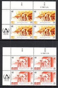 UN Vienna 68-69 Inscription Plate Blocks MNH VF
