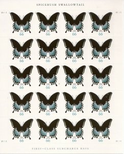 Spicebush Swallowtail Butterfly Sheet of Twenty 66 Cent Stamps Scott 4736