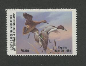 SOUTH CAROLINA #3 1983 PINTAILS  STATE DUCK STAMP by Jim Killen