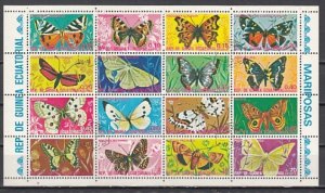 Equatorial Guinea, 1974 issue. Butterflies & Moths, sheet of 16. Canceled.^