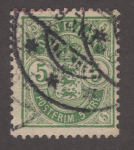 Denmark 35 U 1882 5 o green