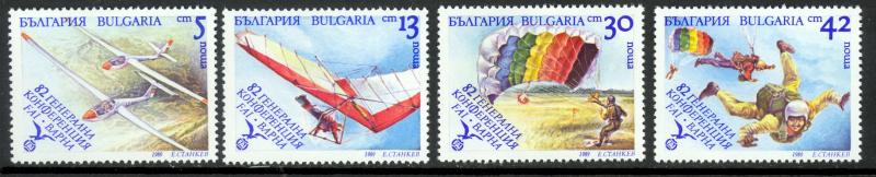 BULGARIA 1989 AIR SPORTS Set Sc 3503-3506 MNH