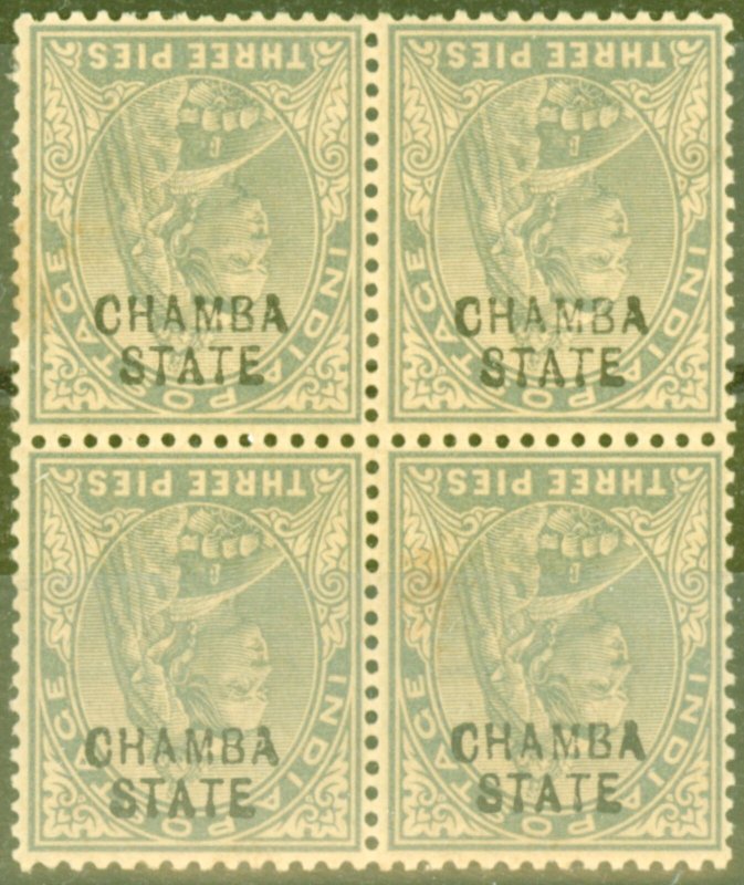 Chamba 1904 3p Grey SG23a Opt Inverted Ave MNH