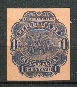 NICARAGUA; 1890s early classic Postal Stationary Imperf Mint value 1c.