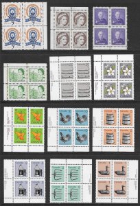 CANADA (230) Blocks and Imprint Blocks of 4 ALL Mint Never Hinged FV=C$73++