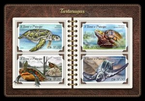 St Thomas - 2018 Turtles on Stamps - 4 Stamp Sheet - ST18203a