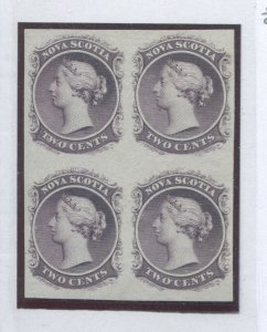 Nova Scotia 1860 2 cents plate proof block of 4