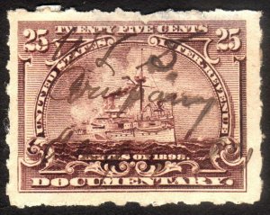 1898, US 25c, Documentary, Used, thin, Sc R169