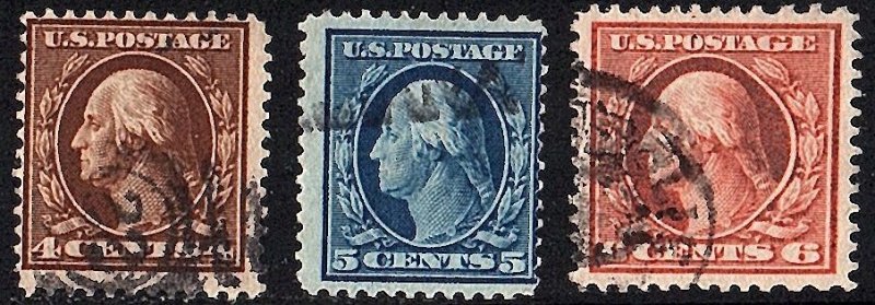 USA 1914 Scott 427-29 used fvf