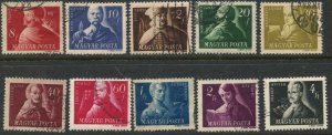 HUNGARY Sc#816-825 1947 Portraits Complete Set Used (cd)