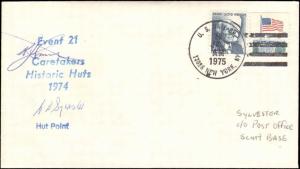 1975 US NAVY NEW YORK ANTARCTIC CACHET FOR HISTORIC HUTS + SIGNED