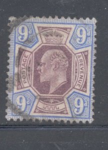 Great Britain Sc 136 1902 9d ultra & dull violet Edward VII stamp used