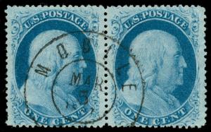 momen: US Stamps #24 Used Pair Mobile AL CSA PF Cert LOT # 87643