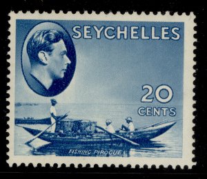 SEYCHELLES GVI SG140, 20c blue, M MINT. Cat £45.