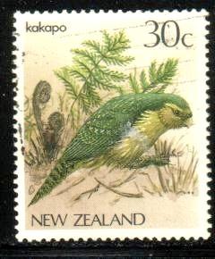 Bird, Owl Parrot, Kakapo, New Zealand stamp SC#766 used