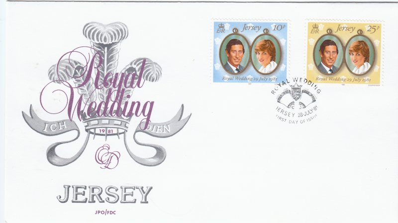 Jersey 1981 Royal Wedding set 2 on FDC