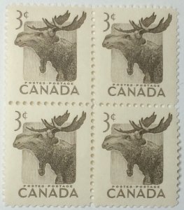CANADA 1953 #323 Wildlife (Moose) - Block of 4 MNH